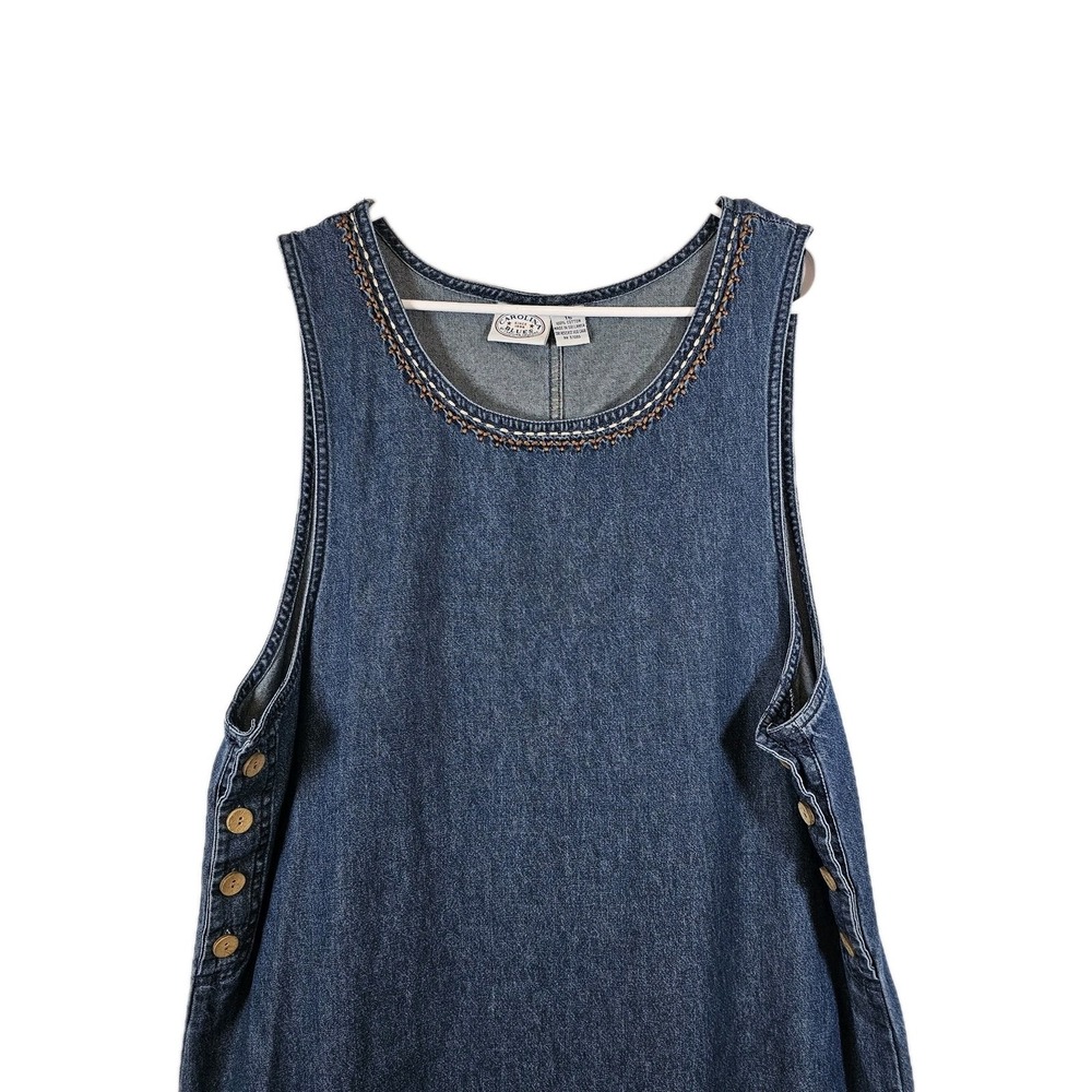 Carolina Blues Denim Womens 2 Pc Embroidered Maxi‎ Dress & Jacket Size 16 Cotton - Picture 5 of 12